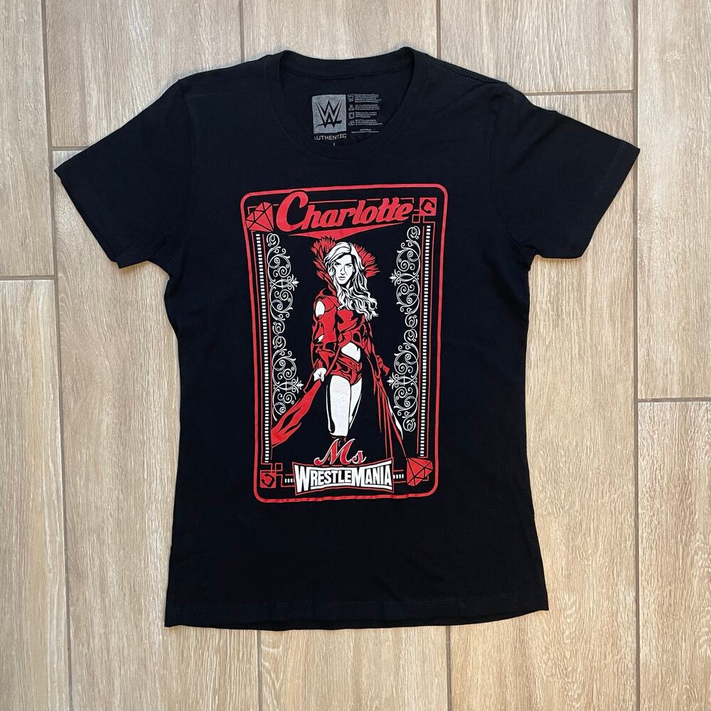WWE Charlotte Flair WrestleMania 33 Graphic T Shirt Women’s Large Black 2017